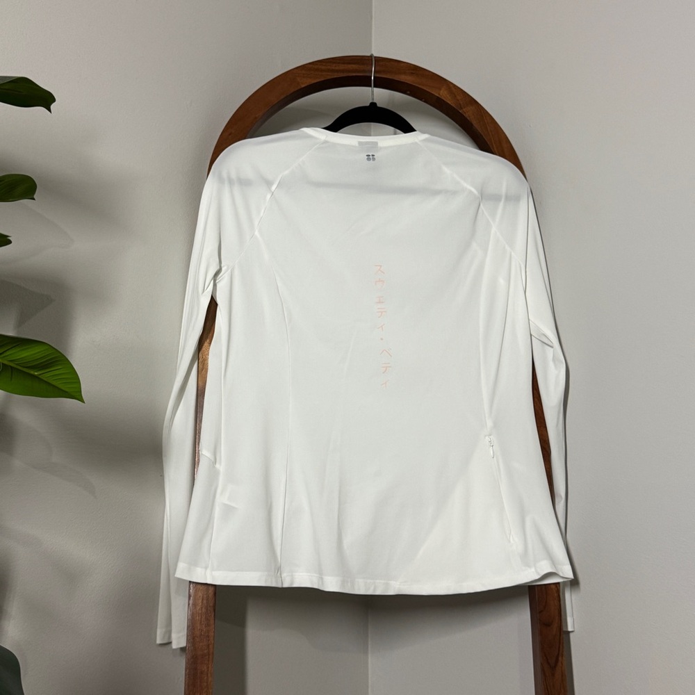 Sweaty Betty MEDIUM White Long Sleeve Athletic Workout Top - Picture 3 of 9